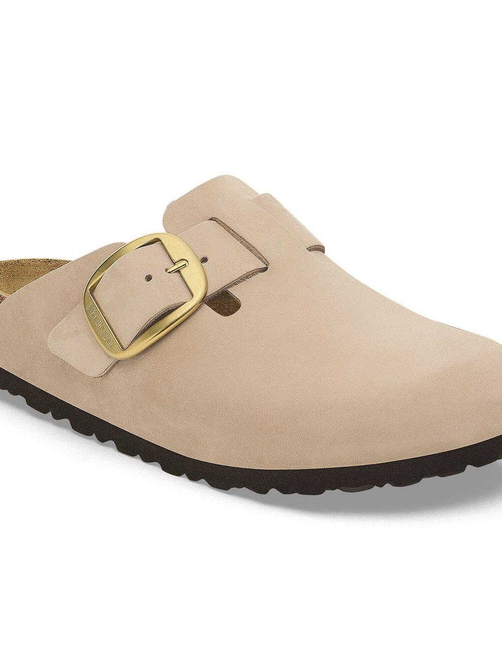 Birkenstock Unisex Boston Clog in Sandstone with Gold Buckle